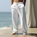 Men's Casual Linen Pants | Relaxed Fit with Drawstring Waist | 95% Linen, 5% Polyester | Breathable & Stylish for Indoor Gatherings, Outdoor Activities, and Golf | All-Season Wear | Beige Color, Versatile Clothing | Minimalis