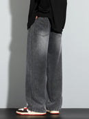 Men's Heavy-Washed Non-Stretch Jeans - Loose Fit Straight-Leg Non-Restrictive Pants, Machine Washable Everyday Jeans for Teens & Adults (Casual Outfits, Parties, All-Season Wear) - YG1133, Party Casual Wear, Distressed Denim