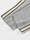 Men'S Casual Striped Straight-Leg Joggers - Loose Fit, Lightweight Polyester, Black & White Vertical Stripes, Pockets, Perfect for Casual Attire, Relaxed Fit Pants | Modern Striped Pants | Lightweight Fabric