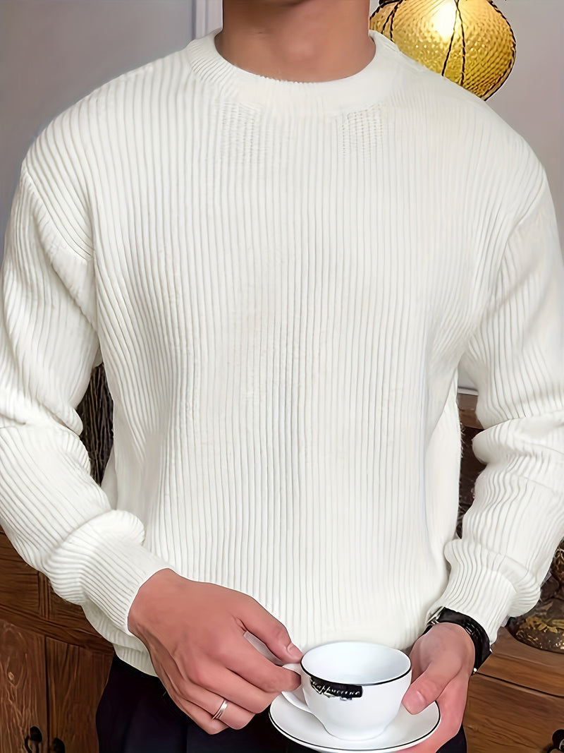 Men's Knit Sweater Autumn/Winter 2025 New Round Neck Pullover Casual Fashion Top