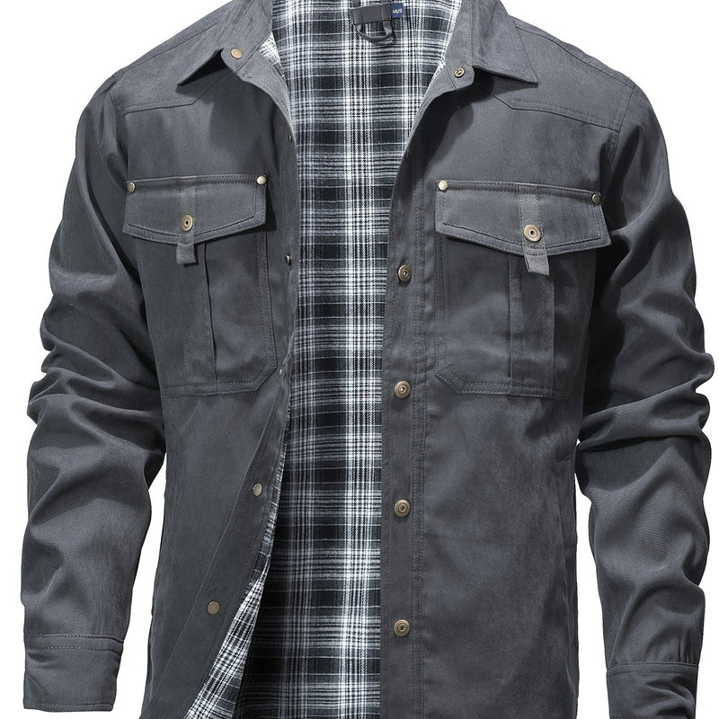 Men's Classic Bomber Jacket - Non-Stretch Jacket with Button Front Closure, All-Season Business casual & Everyday Outerwear Coat for Office, Formal Events, Leisure Activities - Machine Washable