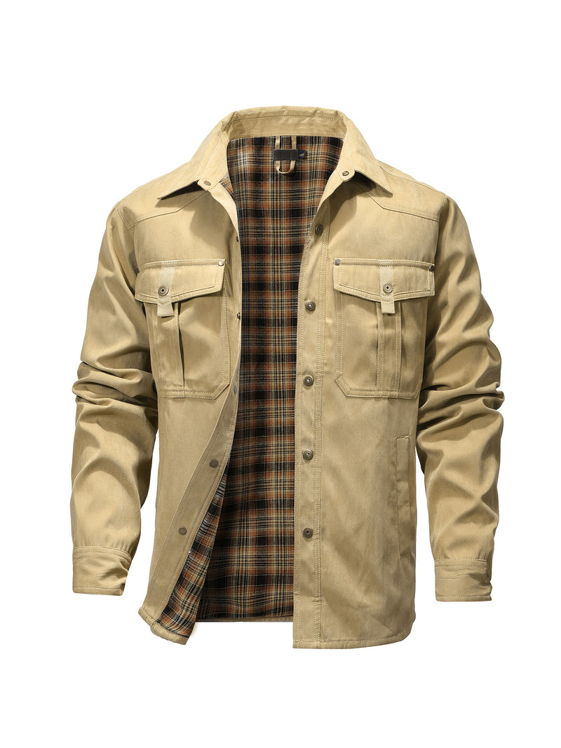 Men's Classic Bomber Jacket - Non-Stretch Jacket with Button Front Closure, All-Season Business casual & Everyday Outerwear Coat for Office, Formal Events, Leisure Activities - Machine Washable