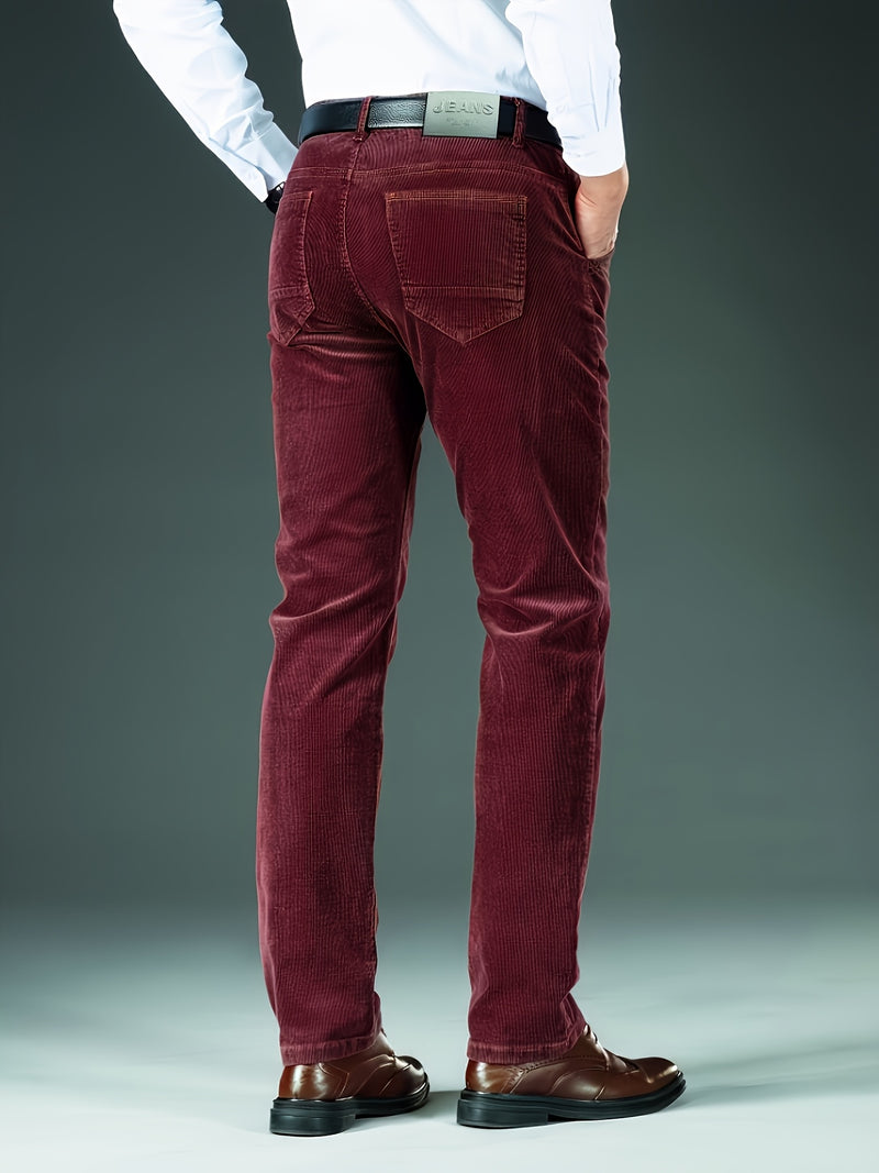 Men's Slim-Fit Straight-Leg Pants - All-Season Formal & Casual Trousers, Machine Washable Office & Everyday Pants for Men - Elegant Brown, Versatile Trousers, Sleek Design, Highquality Finish, Stylish Trousers, Business Attir