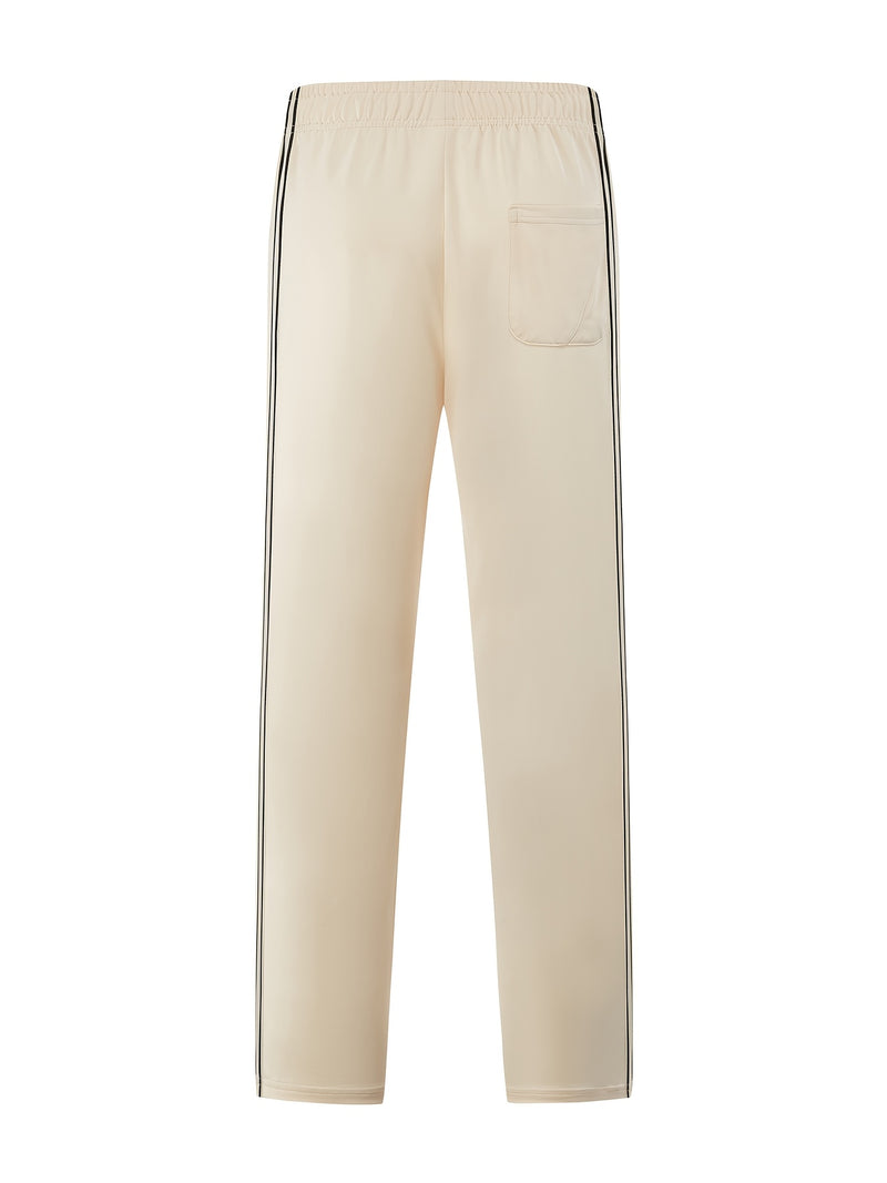 Men'S Casual Striped Straight-Leg Joggers - Loose Fit, Lightweight Polyester, Black & White Vertical Stripes, Pockets, Perfect for Casual Attire, Relaxed Fit Pants | Modern Striped Pants | Lightweight Fabric