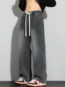 Men's Heavy-Washed Non-Stretch Jeans - Loose Fit Straight-Leg Non-Restrictive Pants, Machine Washable Everyday Jeans for Teens & Adults (Casual Outfits, Parties, All-Season Wear) - YG1133, Party Casual Wear, Distressed Denim