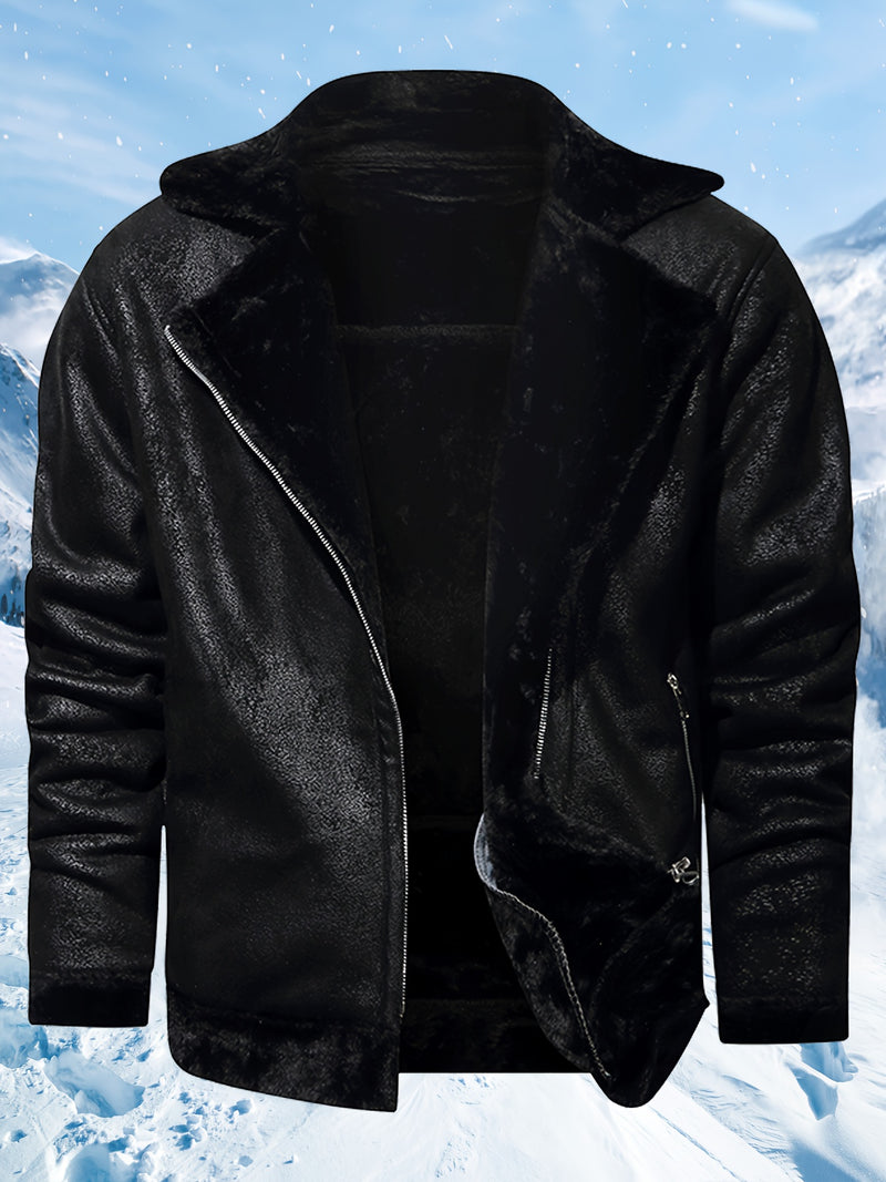 Men's Winter Jacket with Faux Fur & Turned-Up Collar - Thickened Coat, Collar & Pocket, Machine Washable Cold Weather Outerwear ( Fill) - Brown/ for Skiing, Snowboarding & Outdoor Activities