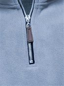 Men's Vintage Embroidered Fleece Half-Zip Stand Collar Sweatshirt - Warm Winter Pullover with Star and Wings Design, Long Sleeves, Machine Washable, Cozy Casualwear | Embroidered Collar | Halfzip Sweatshirt