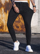Men'S Black Casual Jeans, Stretchy Skinny Pants, Stylish Slim-Fit Tapered Trousers.