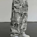 Men's Camouflage Cargo Pants Wide-Leg Trousers with Multi-Pocket Design, Adjustable Waist & Leg Fit, Beige/Green/Brown Camo Print for,, Hunting, (Non-Stretch Durable Casual Pants)