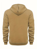 Men's Autumn Winter Zip-Up Hoodie - Black Outdoor Casual Pullover with Front Zipper, Ribbed Cuffs & Hem, Machine Washable Regular Fit Sweatshirt, Autumn Winter Apparel | Minimalist Hoodie | Functional Pockets, Sweater Hoodie