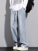 Men's Heavy-Washed Non-Stretch Jeans - Loose Fit Straight-Leg Non-Restrictive Pants, Machine Washable Everyday Jeans for Teens & Adults (Casual Outfits, Parties, All-Season Wear) - YG1133, Party Casual Wear, Distressed Denim