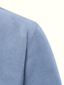 Men's Vintage Embroidered Fleece Half-Zip Stand Collar Sweatshirt - Warm Winter Pullover with Star and Wings Design, Long Sleeves, Machine Washable, Cozy Casualwear | Embroidered Collar | Halfzip Sweatshirt