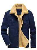 Men'S Heavy-Duty Work Jacket - Winter Construction Coat with Button Closure, Non-Stretch Fabric - Formal & Casual Outerwear for Cold Weather - Easy-Care Button-Up Jacket for Everyday & Professional Use, Winter Jacket, Classic