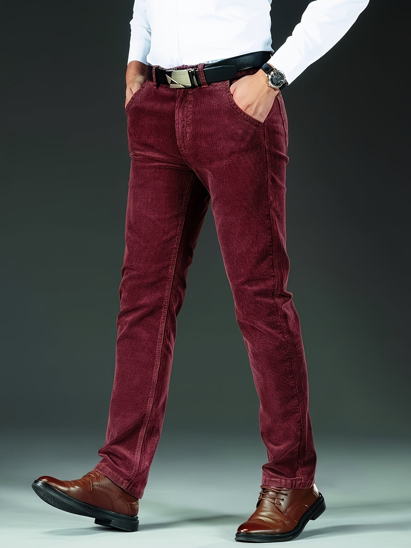 Men's Slim-Fit Straight-Leg Pants - All-Season Formal & Casual Trousers, Machine Washable Office & Everyday Pants for Men - Elegant Brown, Versatile Trousers, Sleek Design, Highquality Finish, Stylish Trousers, Business Attir