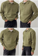 LVLAEA Men's Winter Collar Sweater Jacket - Thick Warm Brown/Beige Single-Breasted Button-Front Coat, H-Shape Tailored Fit for Layering, Casual & Formal Wear, Autumn/Winter (Hand Wash/Dry Clean) - Luxury Knit Outerwear