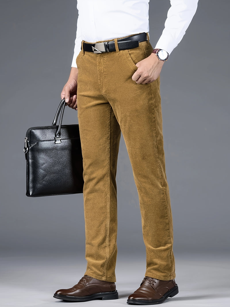 Men's Slim-Fit Straight-Leg Pants - All-Season Formal & Casual Trousers, Machine Washable Office & Everyday Pants for Men - Elegant Brown, Versatile Trousers, Sleek Design, Highquality Finish, Stylish Trousers, Business Attir