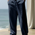 Men's Casual Linen Pants | Relaxed Fit with Drawstring Waist | 95% Linen, 5% Polyester | Breathable & Stylish for Indoor Gatherings, Outdoor Activities, and Golf | All-Season Wear | Beige Color, Versatile Clothing | Minimalis