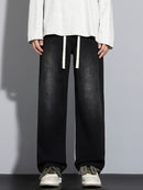 Men's Heavy-Washed Non-Stretch Jeans - Loose Fit Straight-Leg Non-Restrictive Pants, Machine Washable Everyday Jeans for Teens & Adults (Casual Outfits, Parties, All-Season Wear) - YG1133, Party Casual Wear, Distressed Denim