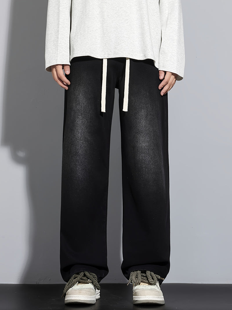 Men's Heavy-Washed Non-Stretch Jeans - Loose Fit Straight-Leg Non-Restrictive Pants, Machine Washable Everyday Jeans for Teens & Adults (Casual Outfits, Parties, All-Season Wear) - YG1133, Party Casual Wear, Distressed Denim