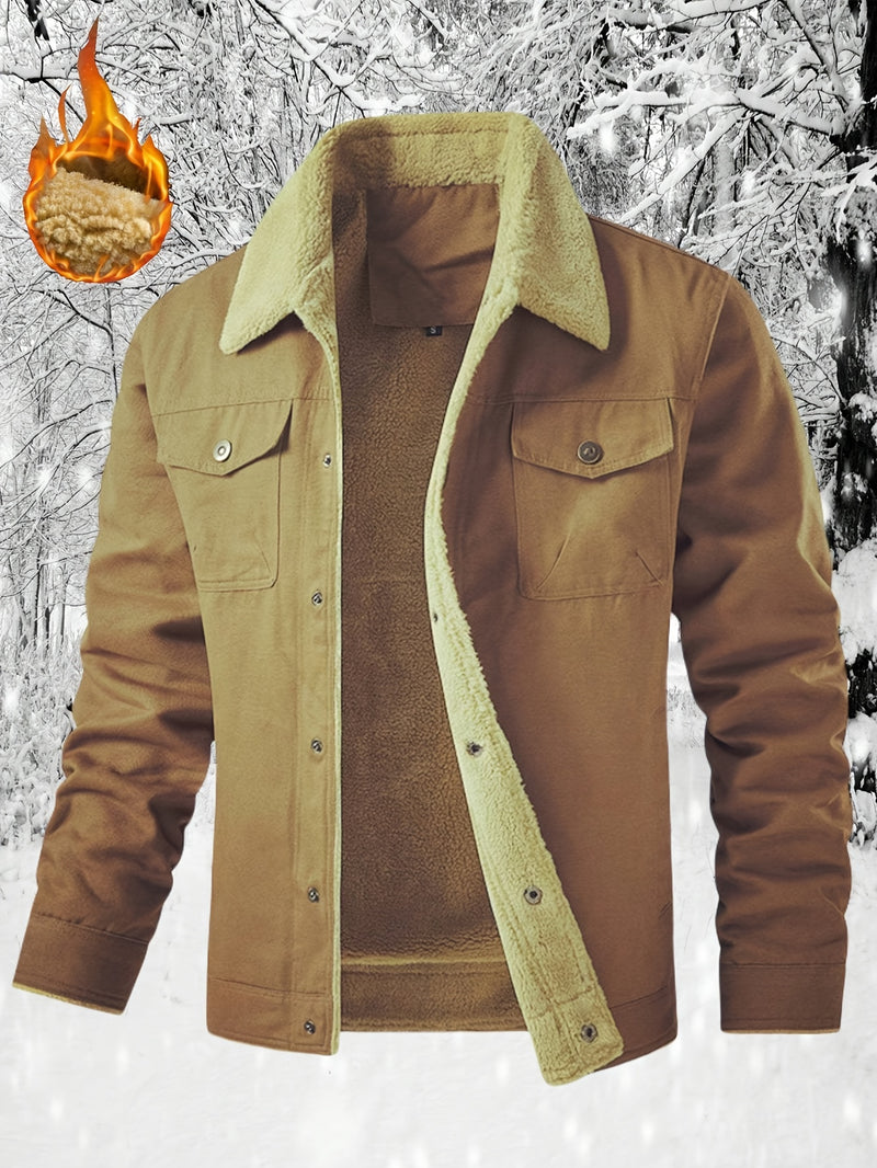 Men'S Heavy-Duty Work Jacket - Winter Construction Coat with Button Closure, Non-Stretch Fabric - Formal & Casual Outerwear for Cold Weather - Easy-Care Button-Up Jacket for Everyday & Professional Use, Winter Jacket, Classic